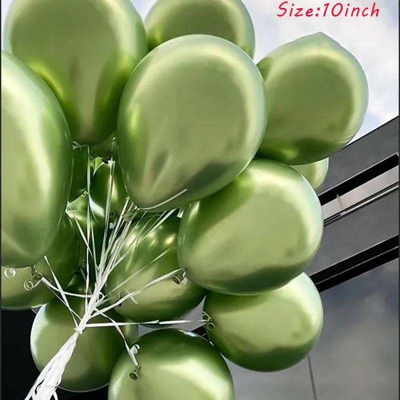 15 adet Retro Zeytin Yeşil Krom Altın Lateks Balonlar Doğum Günü Partisi Dekor Bebek Duş Hava Ballon Düğün Kutlama Malzemeleri Glob