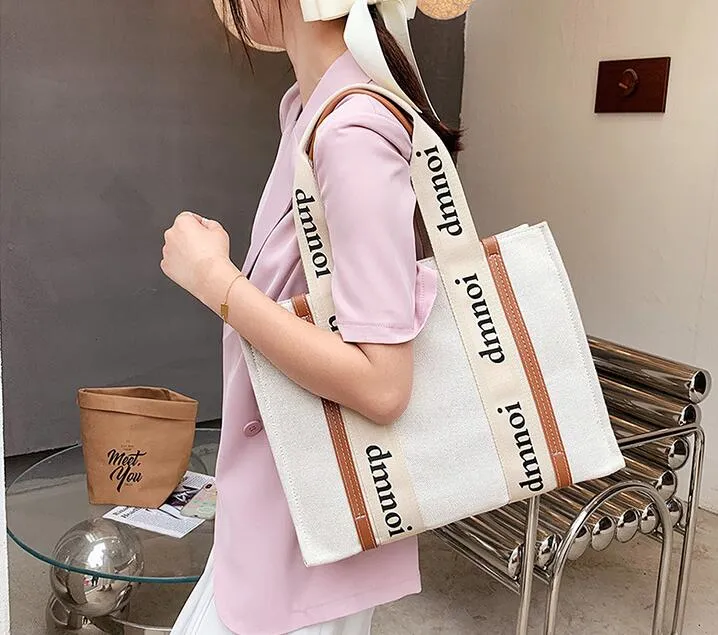 Verkoop Fashion Home Big Shopping Bag man vrouwen grote capaciteit canvas tas vrije tijd ch strand handtas schoudertassen met eerste log1825