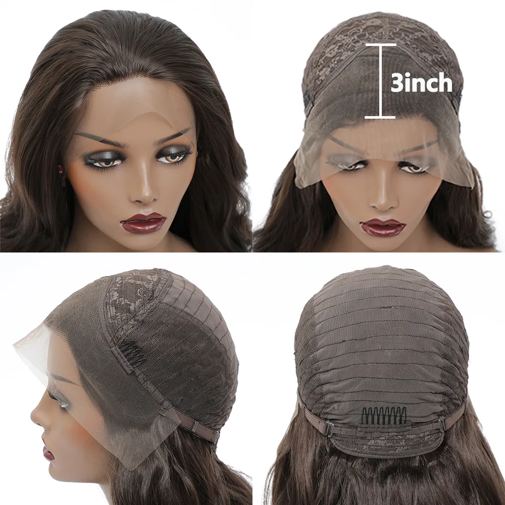 3X13 Lace Front Synthetic Wig Free Part Wigs For Black Women Long Body WavyHair 28 Inch 150% Density Transparent Lace Wigfactory