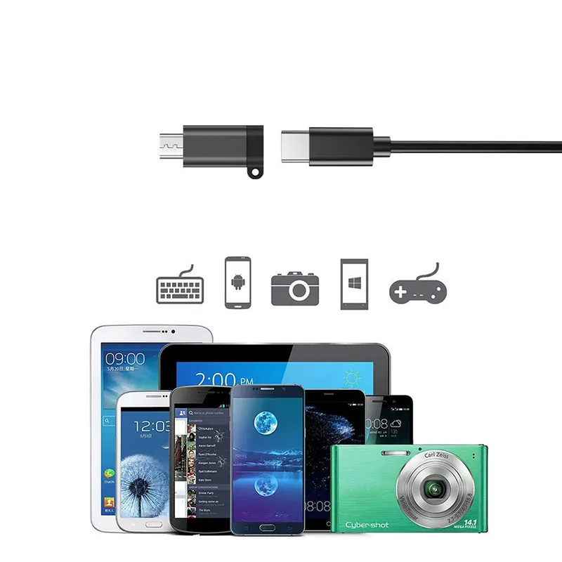 Xiaomi Samsung Charger Data Cable 용 USB-Type-C Adapter Type C에서 마이크로 USB 여성에서 수컷 변환기에서 남성 변환기