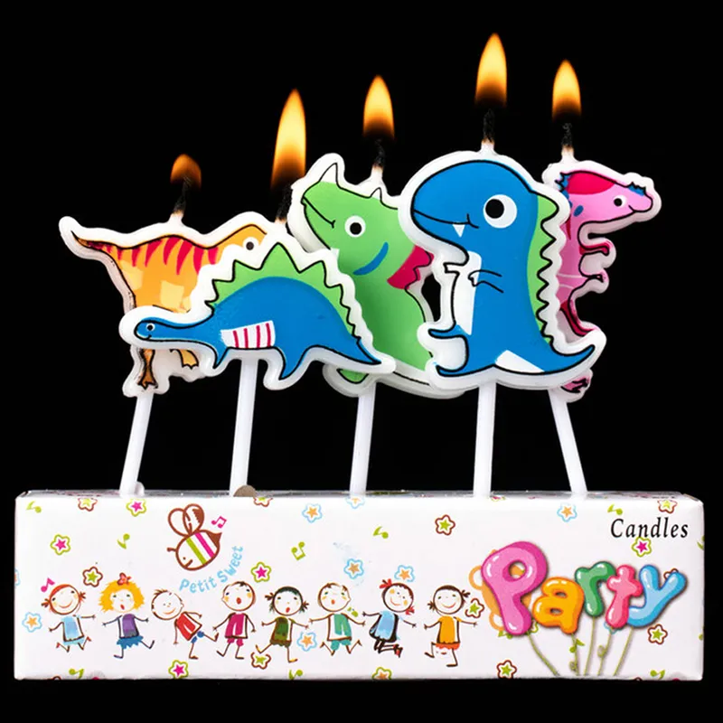pack Śliczne dinozaur kreatywne świece rzemieślnicze Dziecięce przyjęcie urodzinowe kreskówka kreskówka no e Cake Dekoracja 220727