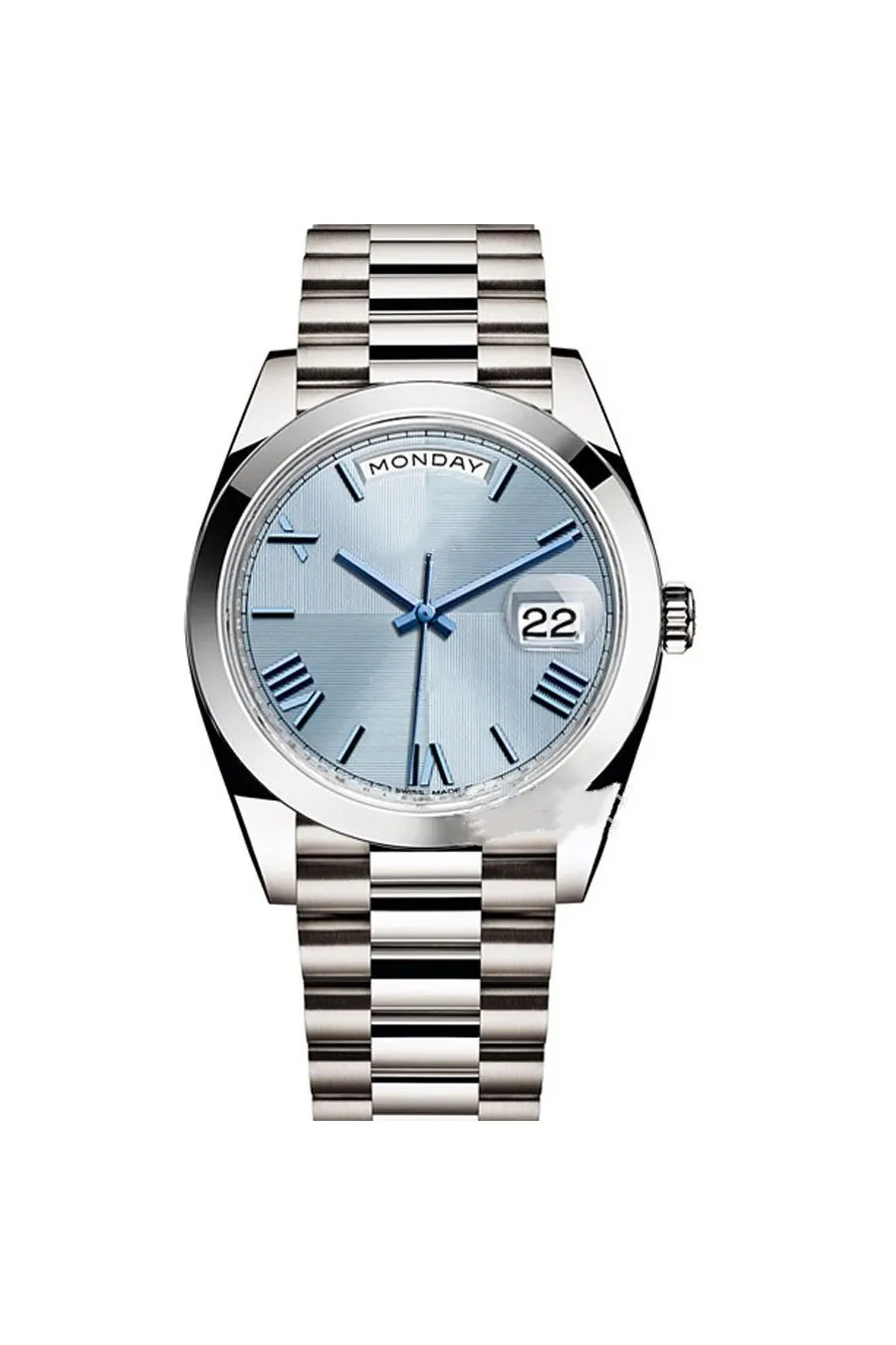 Relógio masculino bp fábrica platina 40mm dia-data gelo azul árabe raro mostrador automático moda algarismos romanos relógio feminino dobrável 3235 me2630