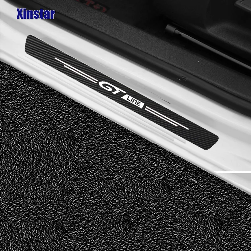 GT GTLine Carbon Fiber Car Door Sill Protection Sticker For Peugeot 106 107 108 206 207 208 2008 3008 306 308 307 508 4077131977