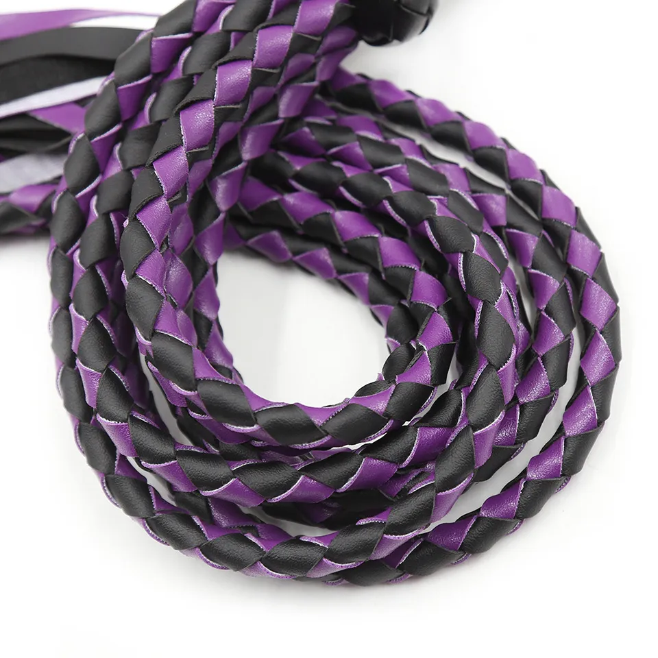 Fetish PurpleBlack PU cuir fouet Flogger poignée fessée pagaie Knout Flirt BDSM jeu adulte érotique sexy jouets pour femmes Couples