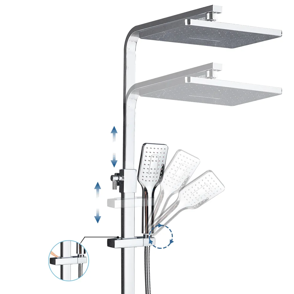 Bathroom Faucet Chrome/Black Rain Shower Head Bath Faucet Wall Mounted Bathtub Shower Mixer Tap Set Mixer