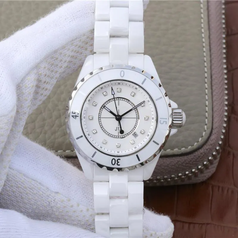 Horloges Keramiek Zwart Wit Ceramica Horloge Mannen Vrouwen Mode Eenvoudige Quartz Dame Elegante Zakelijke Jurk Watches212S
