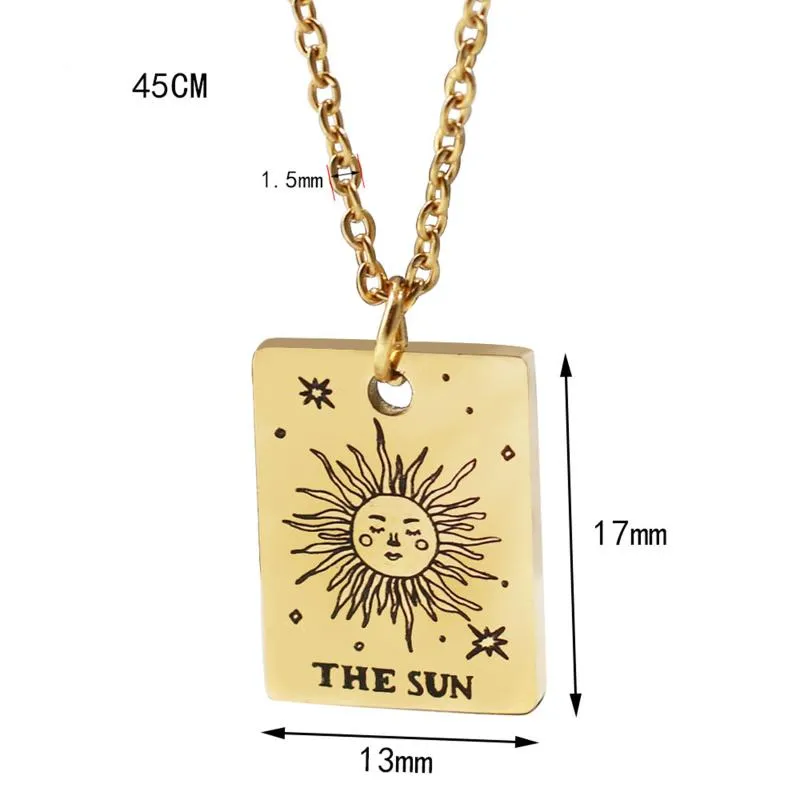 Pendant Necklaces Constelltion Tarot Necklace For Men Women Jewelry Real Gold Color Stainless Steel Mysterious Good Luck GiftPenda196R