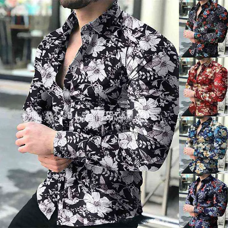 Revers Neue männer Casual Blumen Hemd Sonnenblumen Blume männer Top G220511