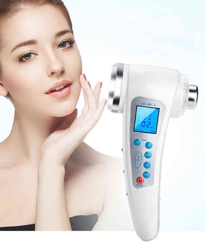 Ultraschall-Massagegerät mit galvanischer Ionen-Hautporenreinigung, 7 LEDs, Photonenlift, Verjüngung, Anti-Falten-Gesichtspflege, Schönheitsgeräte 220512