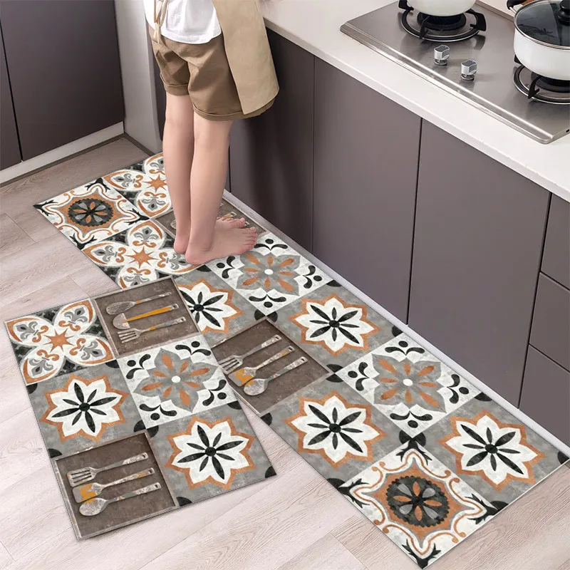 Fashionable Simple Nordic Style Kitchen Floor Mat Household Carpet Long Strip Door Modern Home Decor 220401