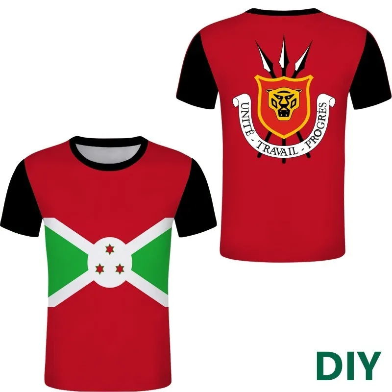 BURUNDI DARMOWE Custom Men Sport Burundai Tshirts DIY Emblem Tee Tee Dostosowanie BI Nazwa kraju Numer francuska koszulka 220609