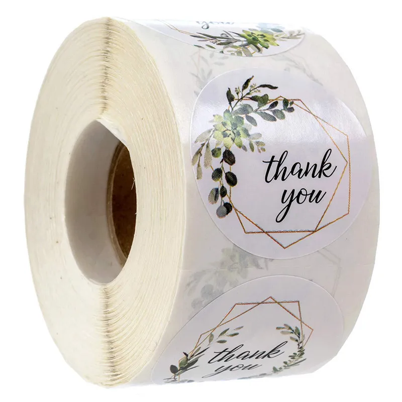 étiquettes rondes merci Kraft papier emballage autocollant pour bonbons dragée cadeau boîte emballage sac fleur de mariage merci autocollants