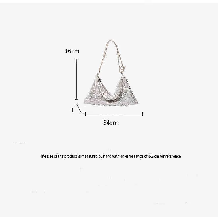 Evening Bags Chicaca 2022 Fashion Rhinestones Crystal Diamonds Shoulder Bag Dinner Party Purses Tote Luxury Handle Bag 220428