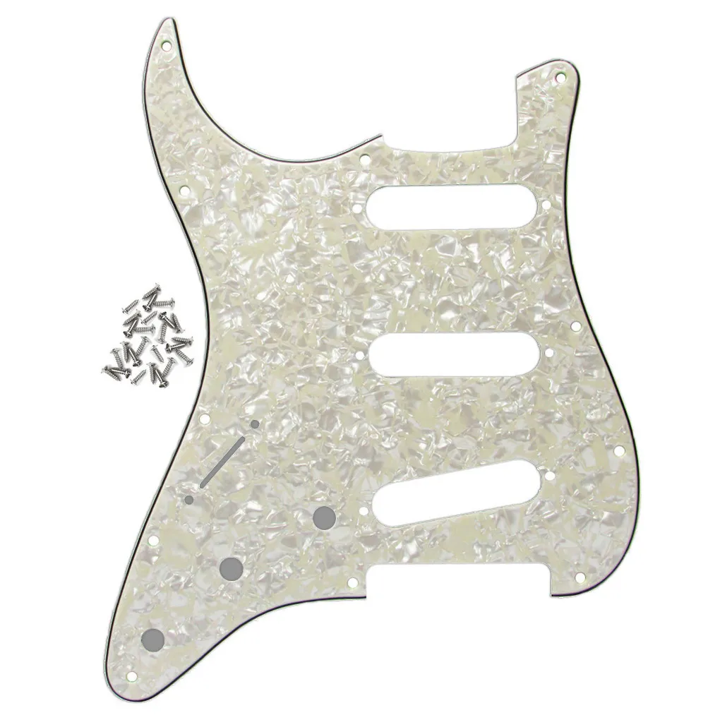 Left Handed 11 Holes SSS Guitar Pickguard Scratch Plate For Electric Guitar Aged Pearl