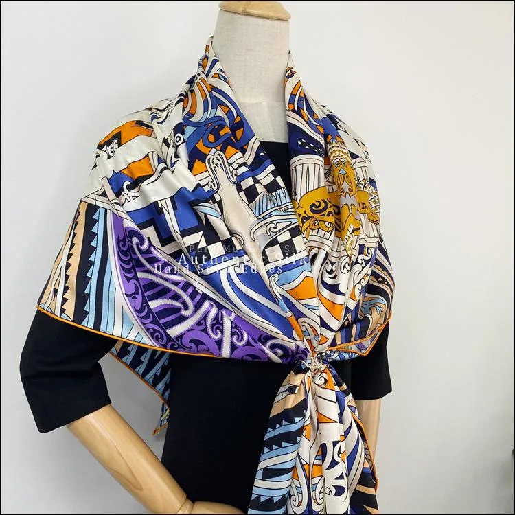 Schals Schal aus reiner Maulbeerseide, 140 cm, handgerollter Rand, extra groß, authentischer Damen-Designer-Schal aus Seide, Kawa Ora Scarves273u
