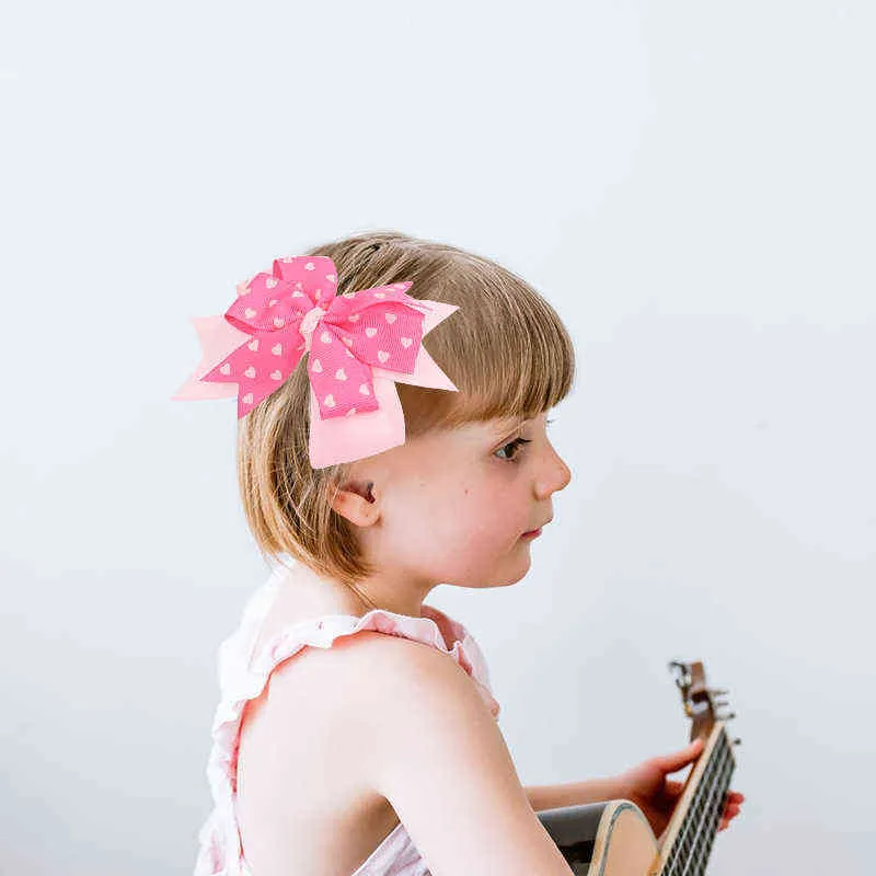 Oaoleer Cute Baby Włosy Łuki Klipy Słodkie Serce Różowe Hairpins Barrettes Dla Dziewczynek Piękne Walentynki Akcesoria do włosów AA220323