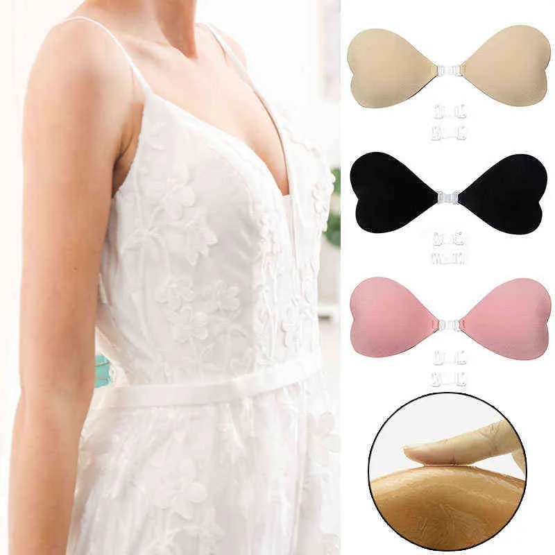 autocollants de poitrine en silicone en forme de coeur soutien-gorge nu Nubra autocollants de poitrine push-up autocollants de poitrine autocollants soutien-gorge invisible auto-adhésif sexy Y220725