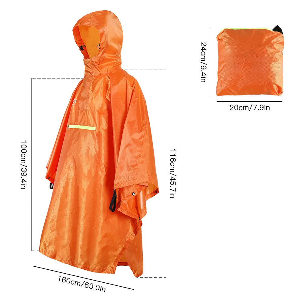 3 in 1 Raincoat Backpack Rain Cover Hood Hiking Cycling Poncho Rain coat Waterproof Outdoor Camping Tent Mat