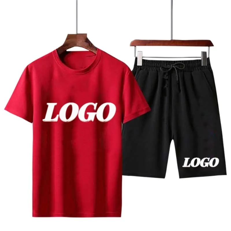 Benutzerdefinierte Herren Jogginganzug Sommer 2-teilig Kurzarm Casual Fashion Fitness T-Shirt Shorts Herren Sportswear 220615