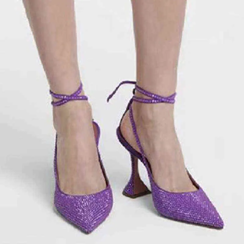 Отсуть туфли женские насосы хрустальные металлические женские высокие каблуки перекрестные завязанные мод
