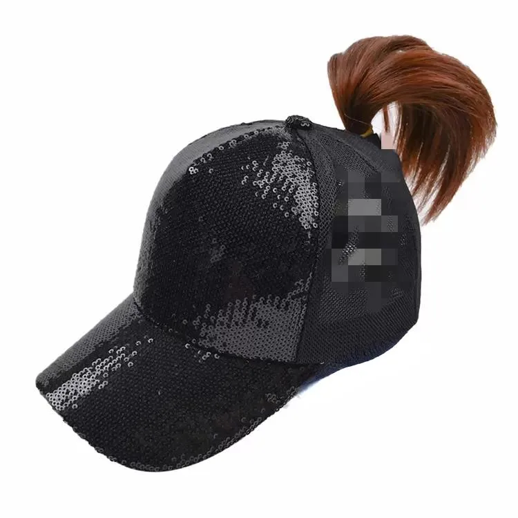 パーティースパンコールハットクリスクロスファッションポニーテールハットの女性洗浄されたネットキャップ野球帽