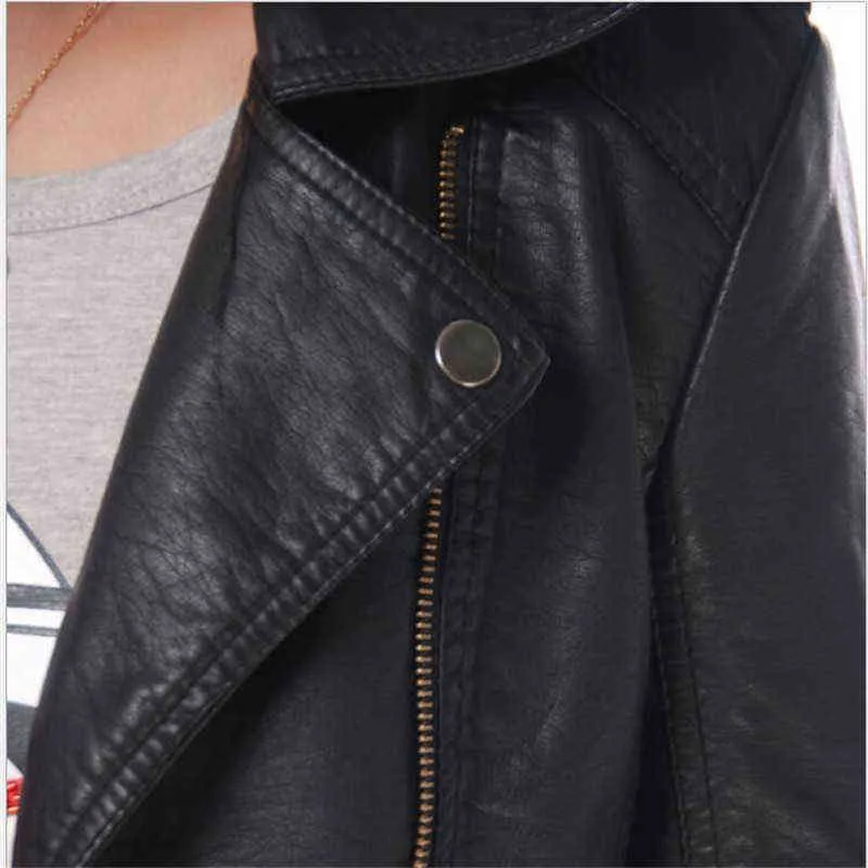 new spring and autumn women's leather jacket women's short fashion slim pink pu small coat motorcycle leather jacket S-4XL L220801