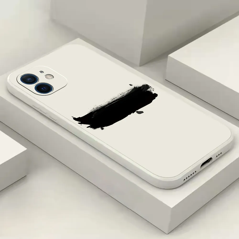 Cajas Case de teléfono de silicona suave para iPhone 7 Max 7s XR 12 Mini SE 6 8 Plus 11 13 PRO X XS 6S MÁS Eestésico Cubierta de cepillo de tinta blanca