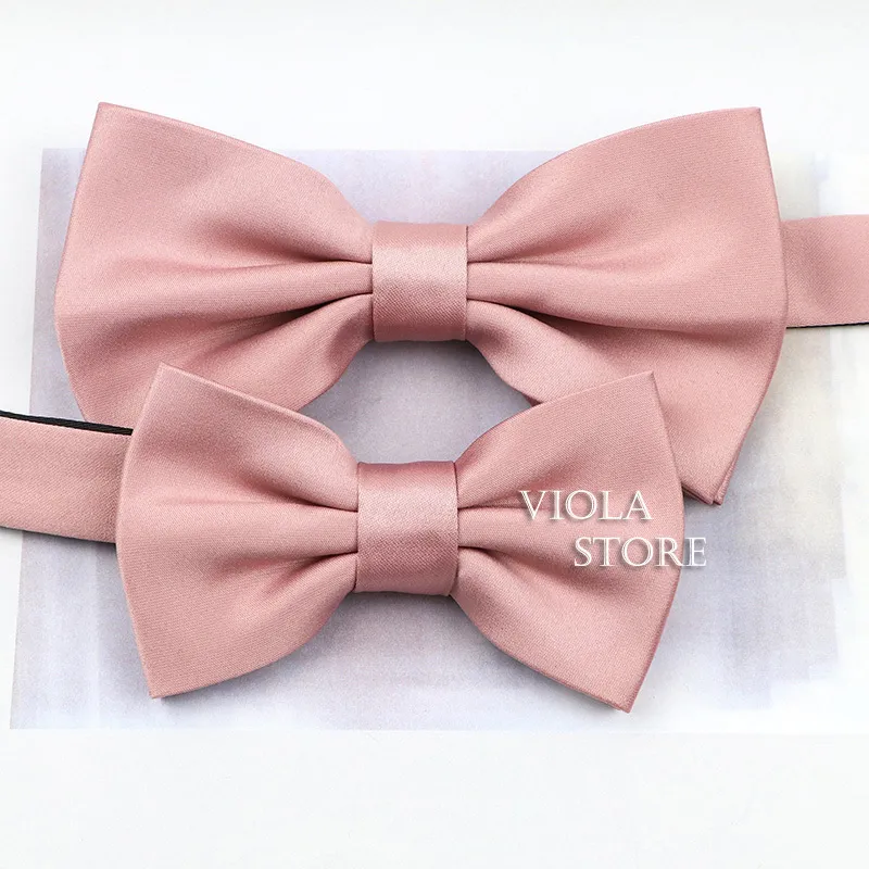 Top Colors Pink Green Blue Solid Satin Parent-Child Bowtie Set Men Women Kids Butterfly Party Wedding Bow Tie Accessory Gift 220509