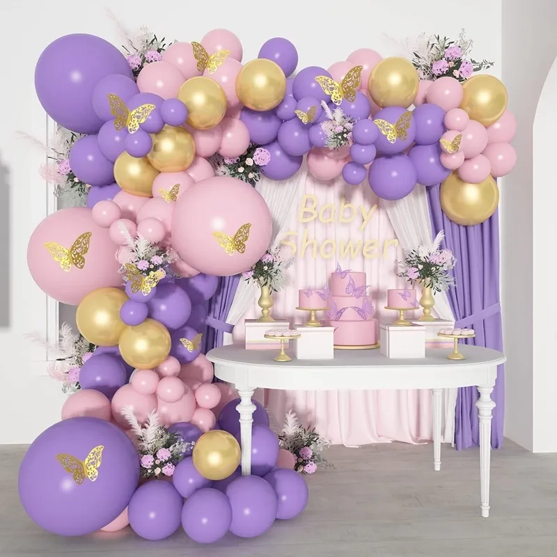 Purple Pink Balloons Garland Arch Kit Macaroon Latex Ballons Wedding Birthday Party Decor Kids Adult Girl Baby Shower Ballon 220523