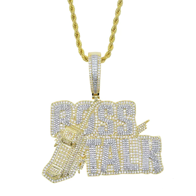 Hip Hop Penant Necklace Iced Out Bling 5A Cubic Zircon Initial Rock Punk Letter Ross Talk Cellular Phone Pendant Halsband smycken252v