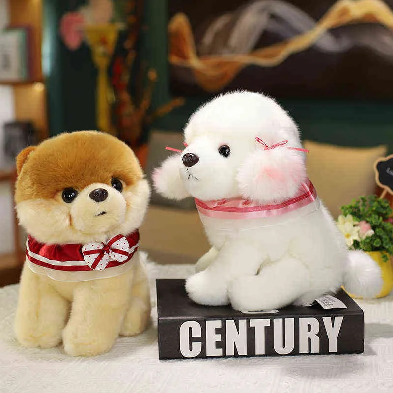 Simuleringshund plysch Toy Livelike Poodle Pomeranian husky fyllda mjuka djur doll jul födelsedagspresenter för barn J220704