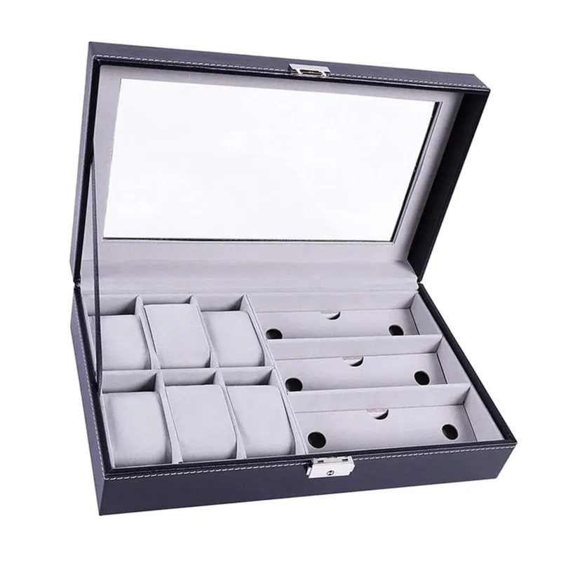 PU LÄDER WACK BOX Luxury Case Holder Jewelry Organizer Lagring för ES Solglasögon Gift 220719