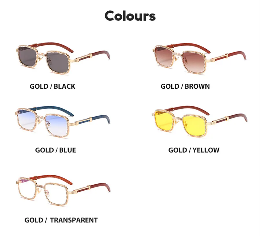 Kwadratowe okulary przeciwsłoneczne Znakomity ręcznie robiony łańcuch płaskie lustro retro drewno osobowość cała okulary przeciwsłoneczne247b