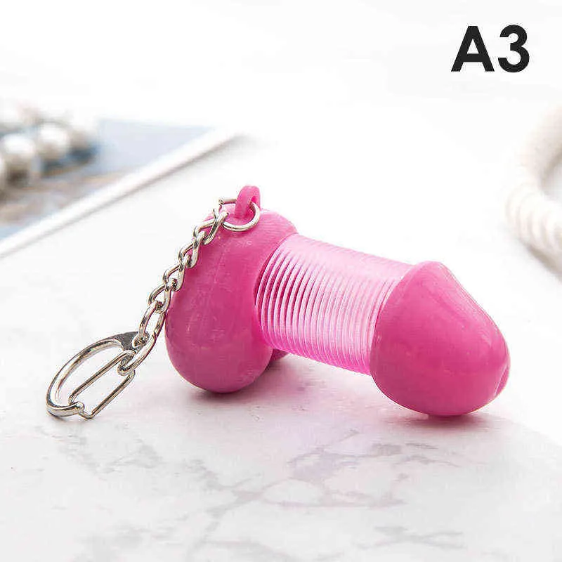 Creatieve sieraden Keychain Lovers Sexy Rekbare Spring Dick Penis Keyring individuele sleutelhangers cadeau man cock auto sleutel RI1781833