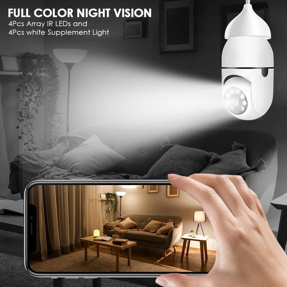 E27 1080P Ampoule Caméra Audio Bidirectionnel Couleur Vision Nocturne Wifi Caméra Smart Home 5x Zoom Numérique Moniteur de Sécurité Intérieure Tuya