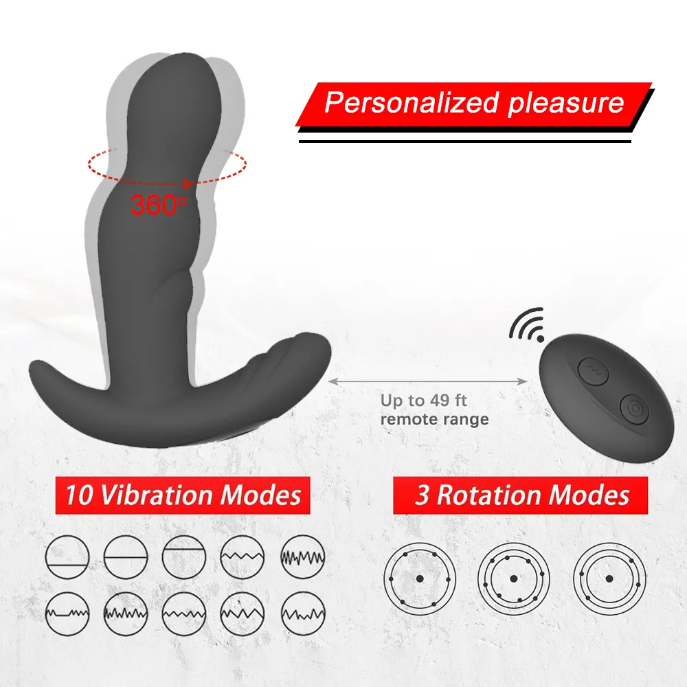 360 grad Prostata-massagegerät Rotierenden Anal Vibrator Silikon Männlichen Butt Plug Anus Vibrierende sexy Spielzeug Für Männer G-punkt Stimulation