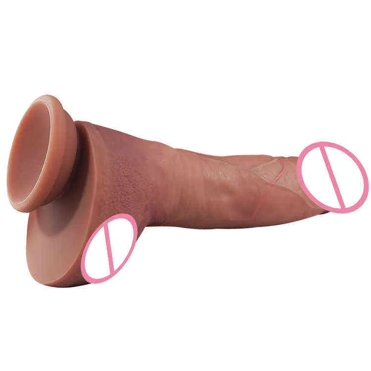 Nxy Godes Simulation Sensuelle Pénis Produits de Sexe Pour Adultes Dispositif De Masturbation Féminine Tendon Vert Manuel Gode En Silicone Épais Jj Super Doux 220607