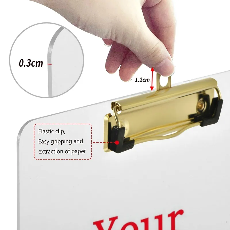 EST Custom acrílico quadro de escrita de escrita de alta qualidade transparente material pvc desgaste de talento resistente à escola Supplies 220707