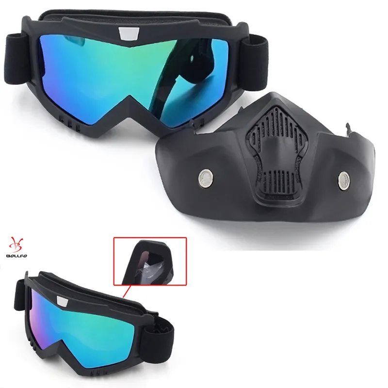 Motorcycle Mask Glasses Windproof Motocross Moto Goggles Detachable UV Protection Ski Bike for Men Open Face Helmet Mask Goggle 220629