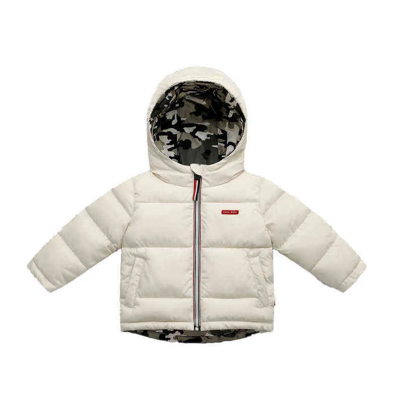 Зимние мальчики вниз по курткам с капюшоном верхняя одежда для девочек теплый толстая куртка детей на молнии младенца, а также обратимая куртка J220718 J220718