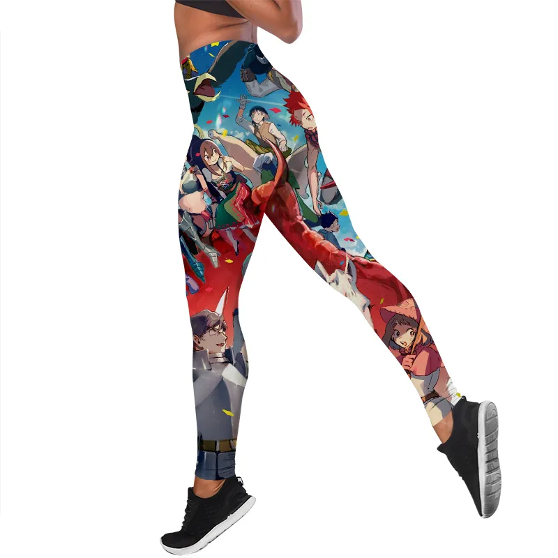 Mulheres leggings meu herói academia impresso cintura alta elasticidade legging 3d anime sweatpants para mulheres calças de fitness w220617