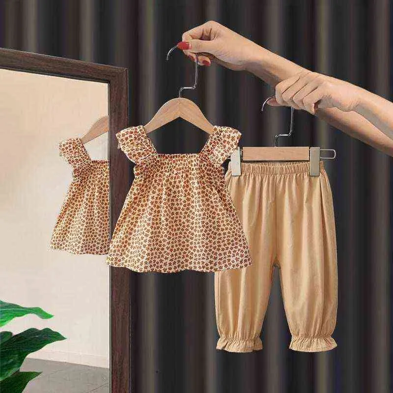 Ensemble de vêtements pour filles sans manches chemise et pantalon enfant en bas âge fille ensembles d'été nouvelle marque tenues ensemble de vêtements pour enfants vêtements pour enfants G220509