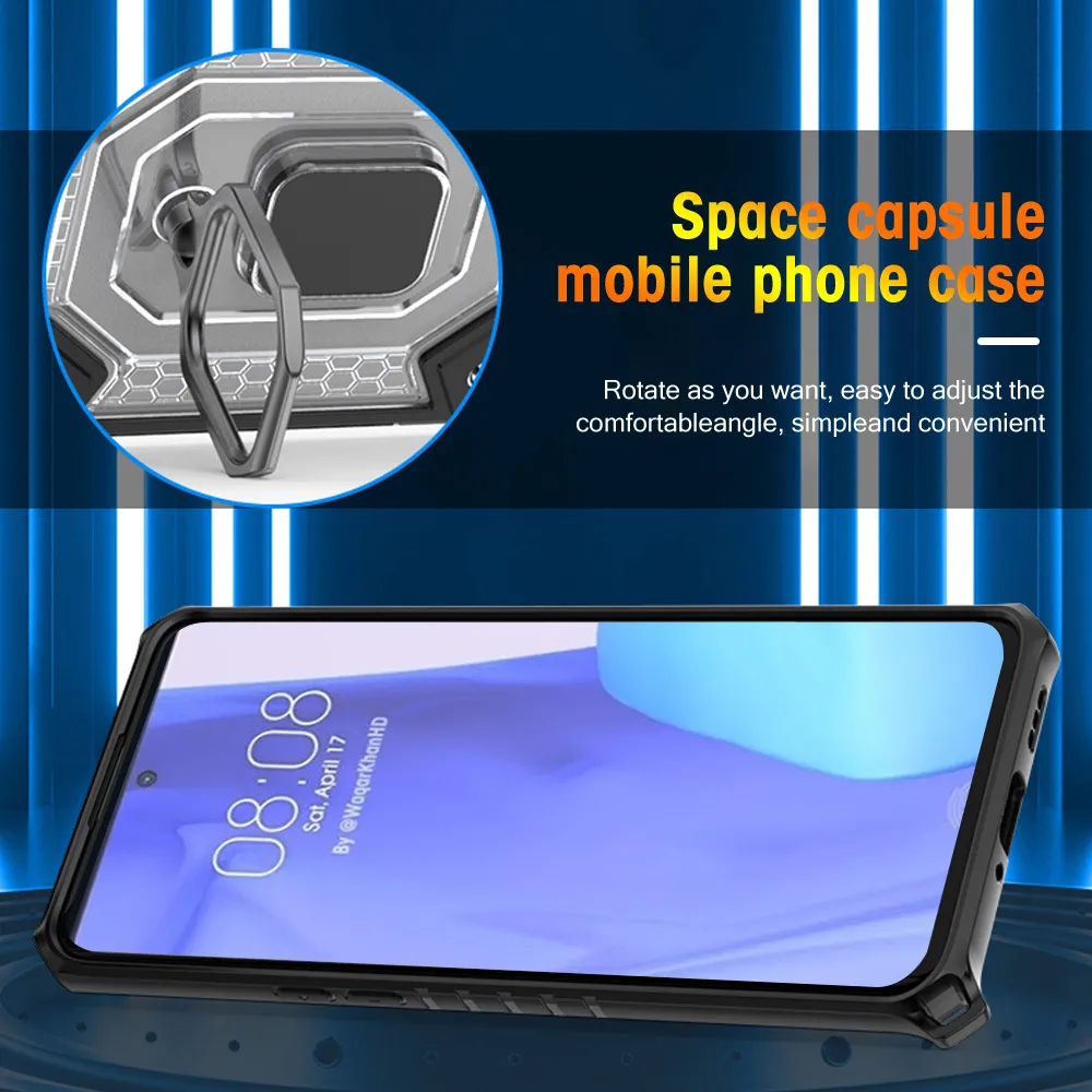 Heavy Duty Armor Shockproof Cases For Honor 50 Pro Magnetic Metal Ring Stand Transparent Phone Cover Coque Fundas for Honor 50 SE