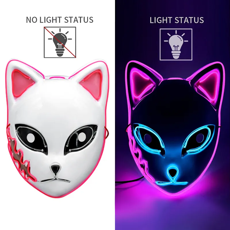 New LED LED Mask Mask Demon Slayer Mask Anime Cosplay Masques Halloween Decoration Cosplay Costume Mask 829