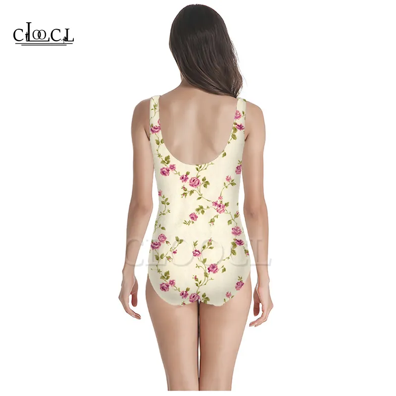 Vintage Little Floral 3D Print Girls Onepiece Swimsuit baddräkt ärmlös Slim Sexig kvinnors badkläder Summer 220617