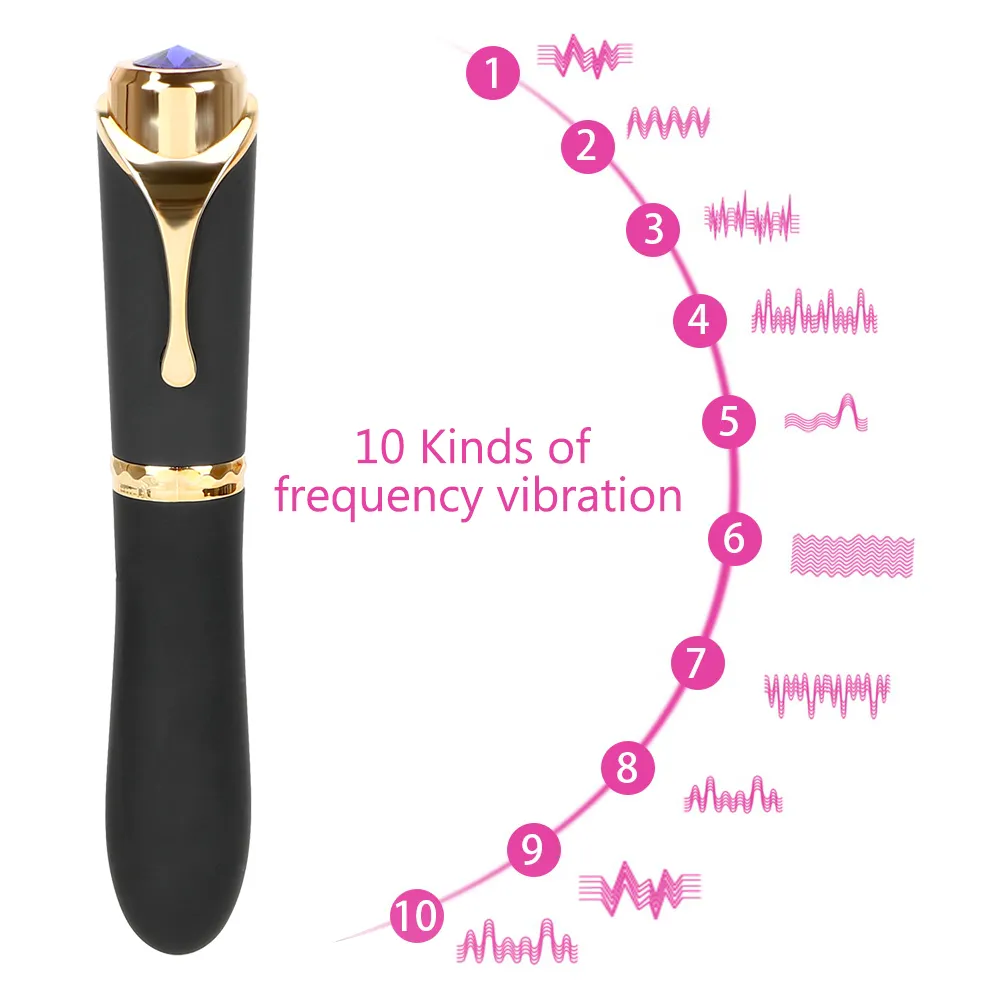 Ikoky g-spot massage kvinnlig onani penna stil 10 frekvens dildo vibrator klitoris stimulator magisk trollstav sexiga leksaker för kvinnor