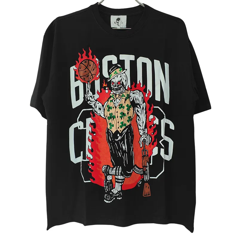 Warren T-shirt Boston Skull City of Angels Print Mens Lotas Tee Summer Womens T-Shirts Loose Tees Men Casual Shirt Black Top Tee S242T