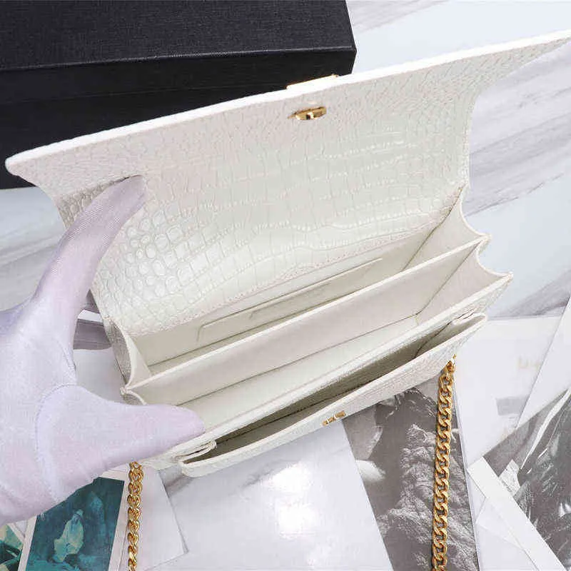 5A Designer-Umhängetasche Hochwertige Luxus-Geldbörsen im Kroko-Stil mit Klappentasche SUNSET mittelgroße Damenkette aus Leder