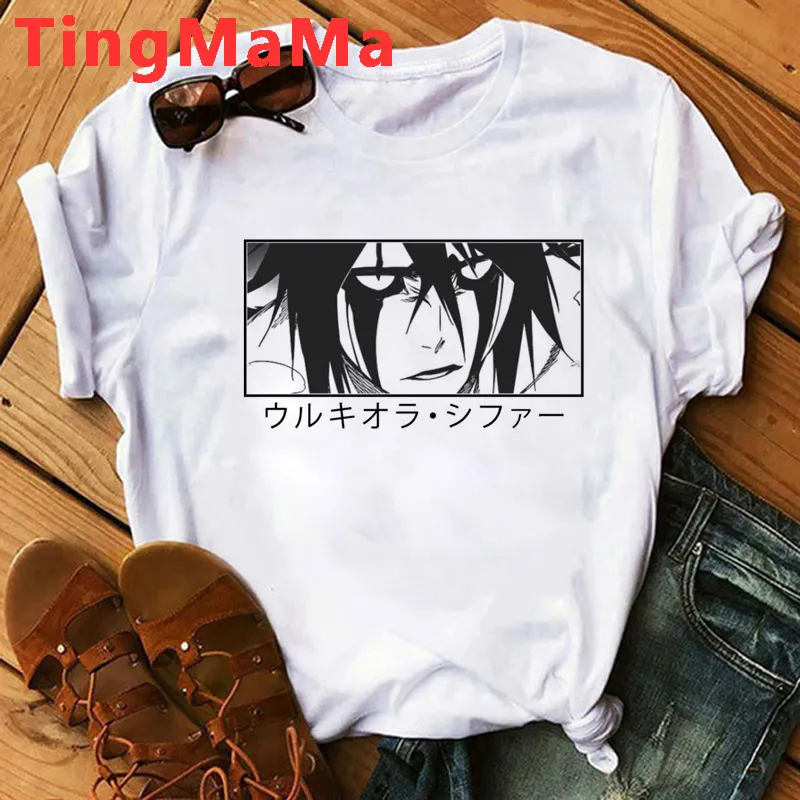 Japońskie anime wybielają T Shirt Men Kawaii Kurosaki Tees graficzne Tees Zabawne harajuku kreskówka Zaraki Kenpachi T Koszulki Mężczyzna 220712