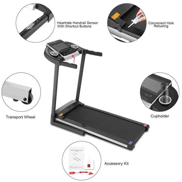 Electric Treadmill Folding Home Walking Running Machine Touchscreen Weight Loss